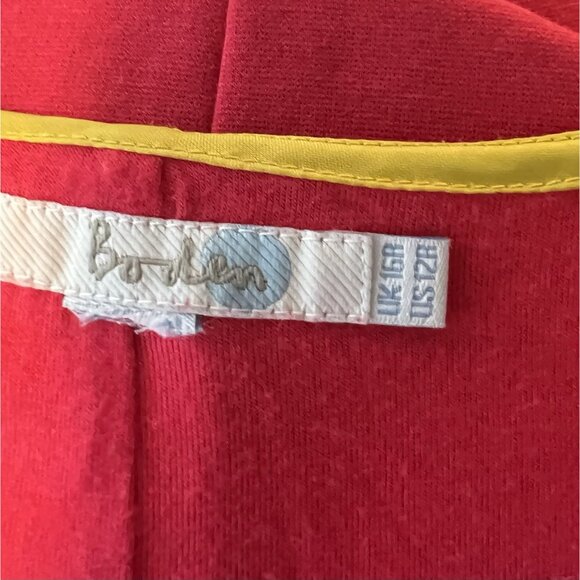 Boden Women Red Dress Size 12 Cap Sleeve Pleated Heavyweight Christmas - Picture 3 of 11